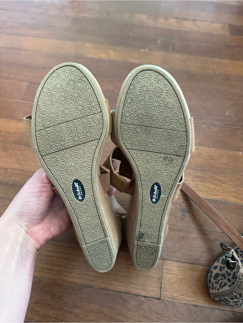 Dr. Scholl's Tan Textured Strappy Wedge Sandals - Picture 4 of 5